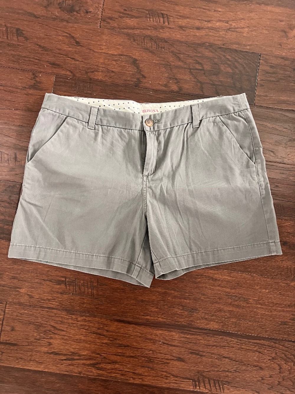 Merona Gray Cotton Flat Front Chino Shorts - Size 12